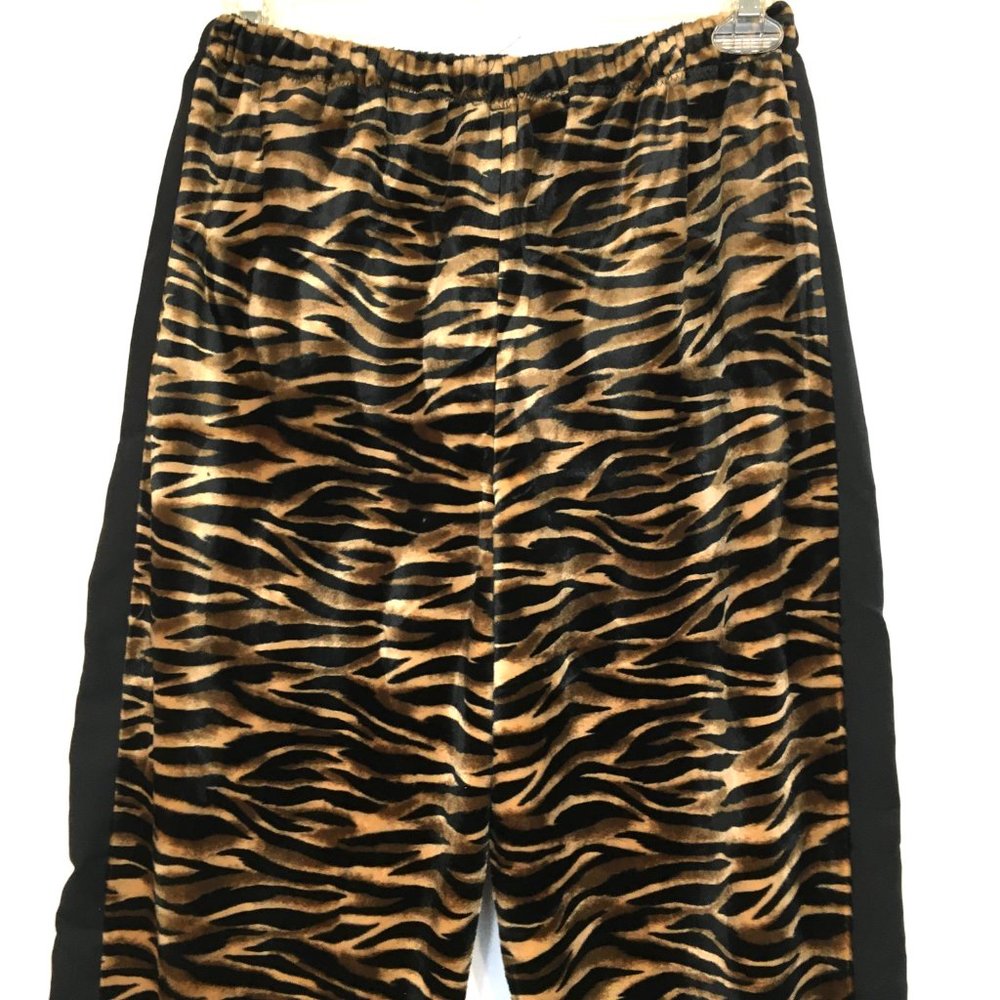 70’s Style black tan Velvet Zebra Pimp Pants Vintage Medium